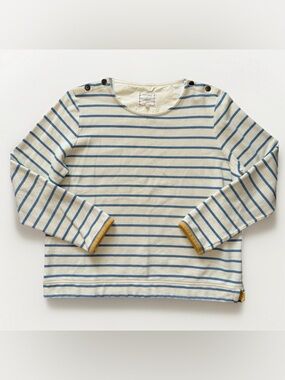 Fat Face Bretton Stripe Cream/Blue Crewneck Top 100% Cotton Size 12 Women’s